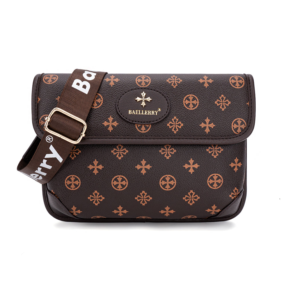 BAELLERRY N8917 Classic Plaid Pattern Square Crossbody Bag PU Leather Shoulder Bag