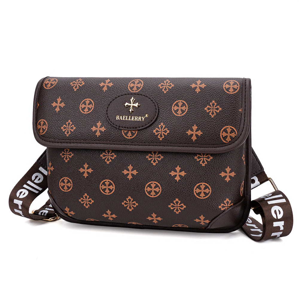 BAELLERRY N8917 Classic Plaid Pattern Square Crossbody Bag PU Leather Shoulder Bag