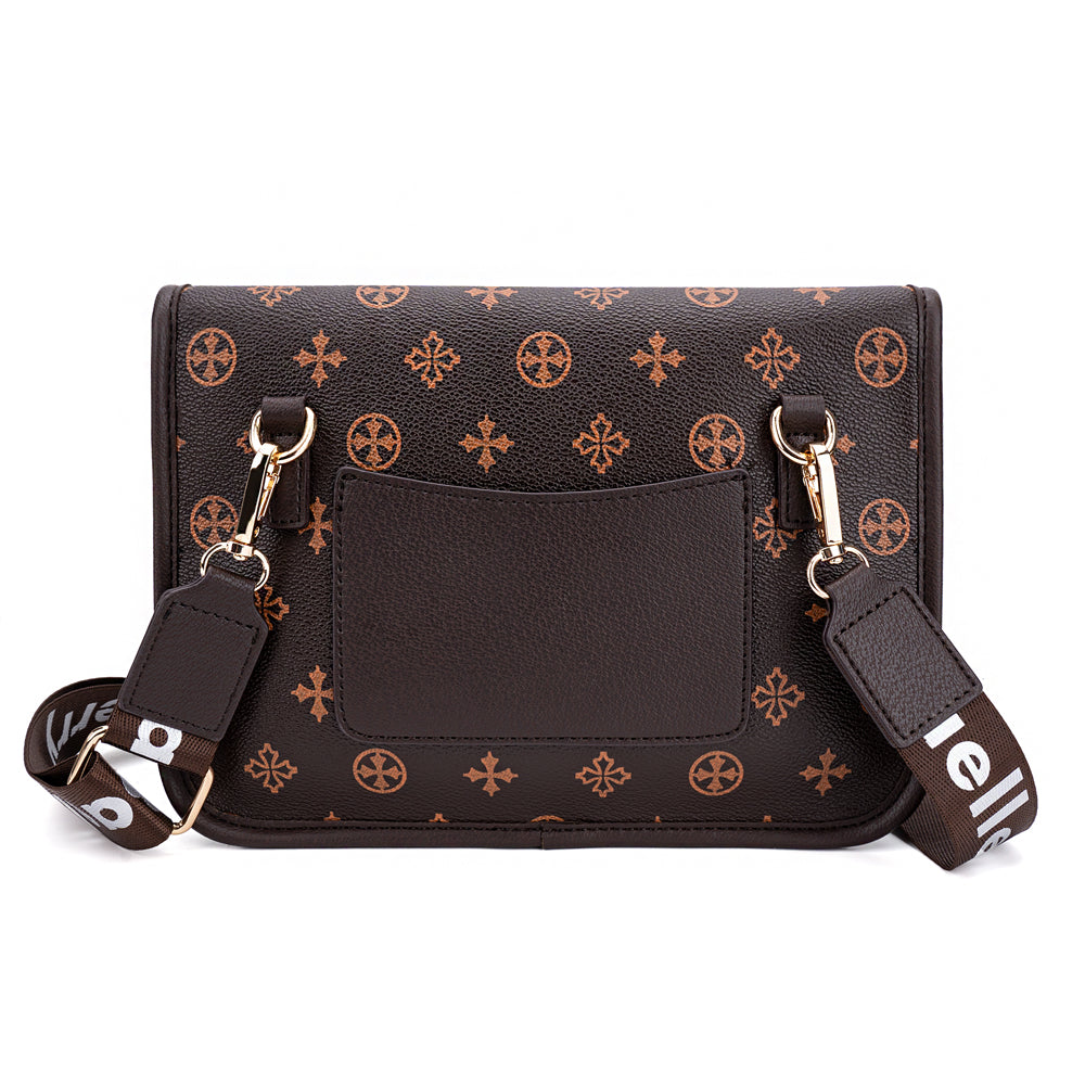 BAELLERRY N8917 Classic Plaid Pattern Square Crossbody Bag PU Leather Shoulder Bag