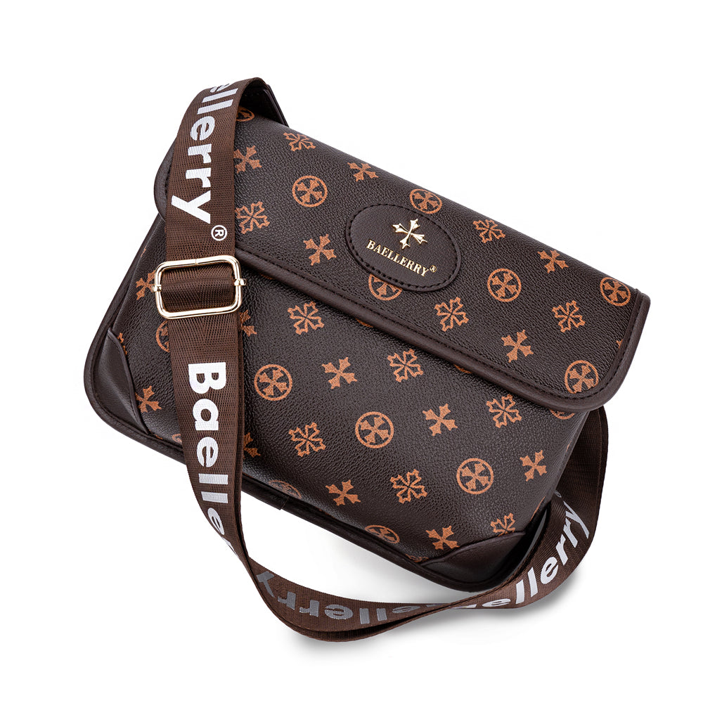 BAELLERRY N8917 Classic Plaid Pattern Square Crossbody Bag PU Leather Shoulder Bag