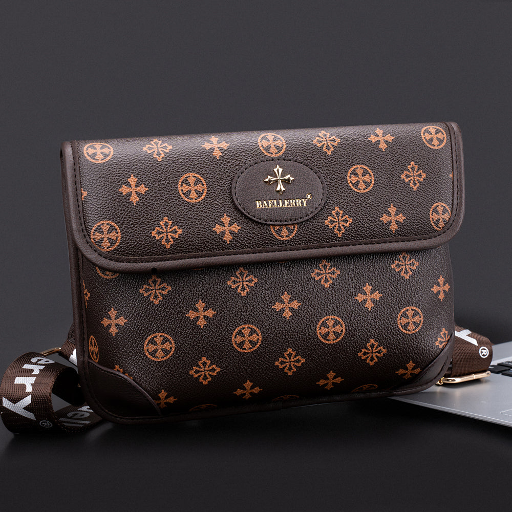 BAELLERRY N8917 Classic Plaid Pattern Square Crossbody Bag PU Leather Shoulder Bag