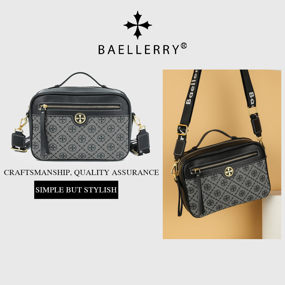 BAELLERRY N8919 Plaid Pattern Women Square Tote Shoulder Bag PU Leather Crossbody Bag