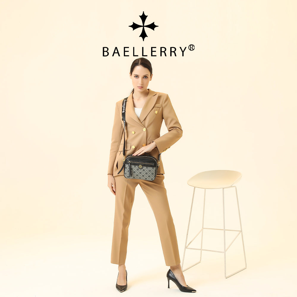 BAELLERRY N8919 Plaid Pattern Women Square Tote Shoulder Bag PU Leather Crossbody Bag
