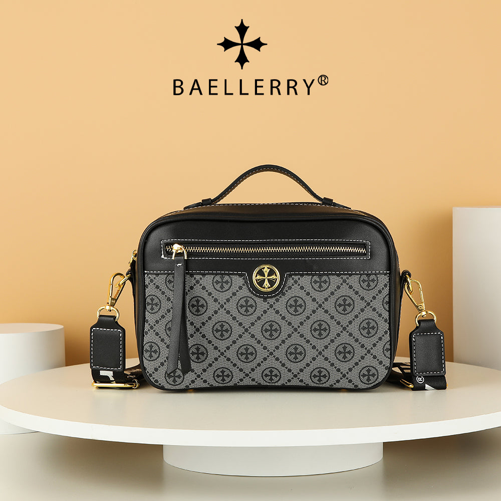 BAELLERRY N8919 Plaid Pattern Women Square Tote Shoulder Bag PU Leather Crossbody Bag