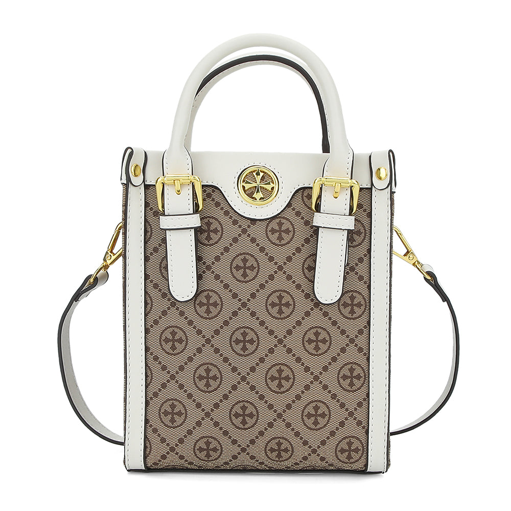 BAELLERRY Classic Plaid Pattern Women Mini Tote Bag PU Leather Shoulder Bag