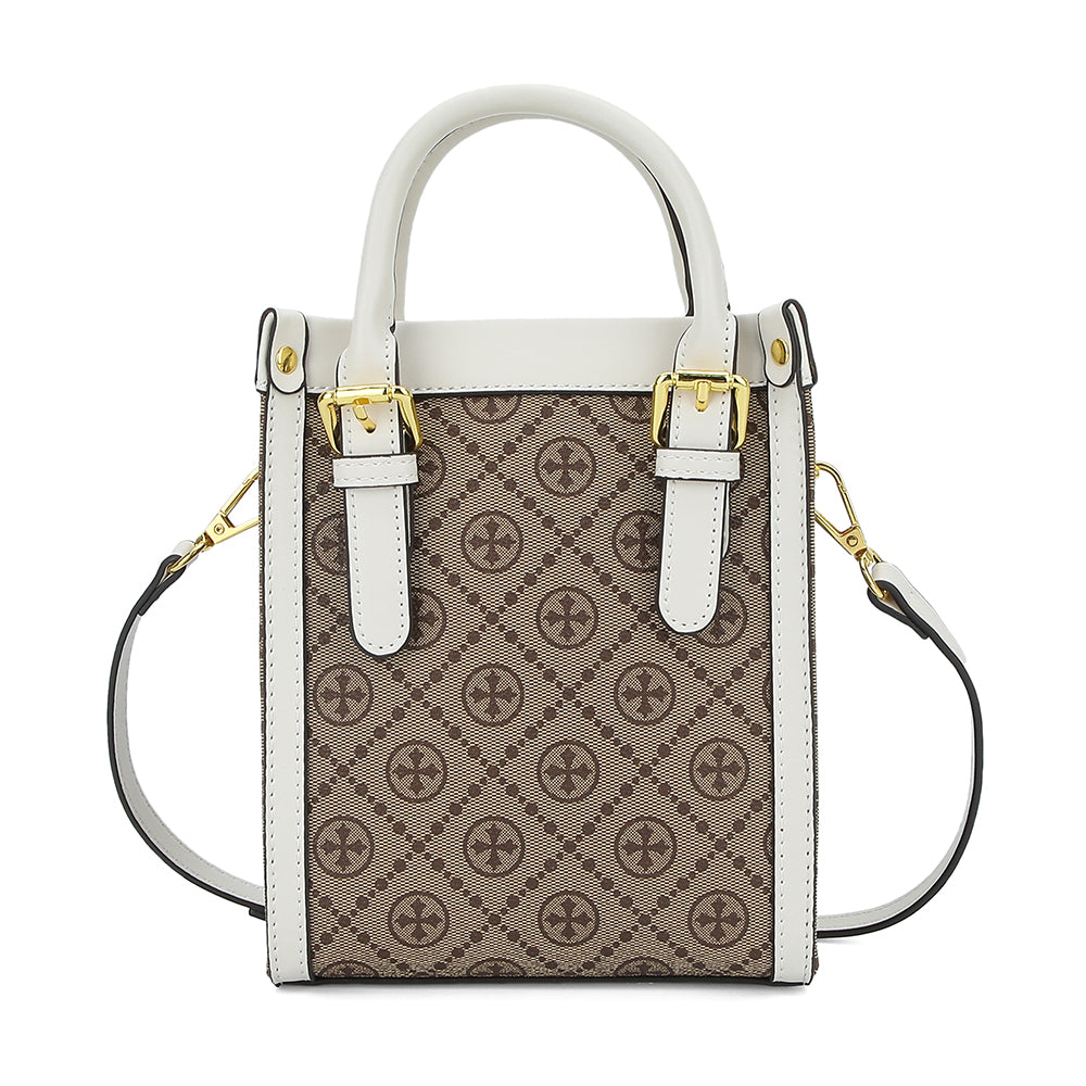 BAELLERRY Classic Plaid Pattern Women Mini Tote Bag PU Leather Shoulder Bag