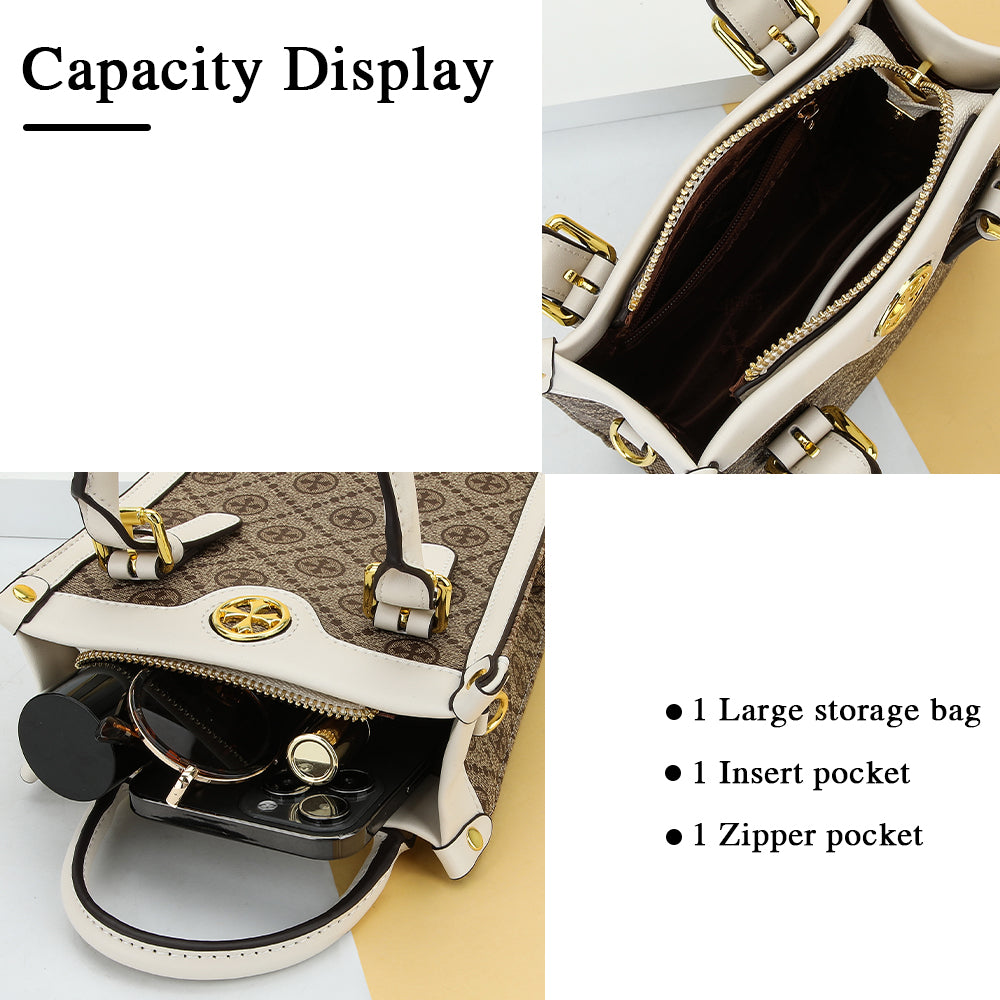 BAELLERRY Classic Plaid Pattern Women Mini Tote Bag PU Leather Shoulder Bag