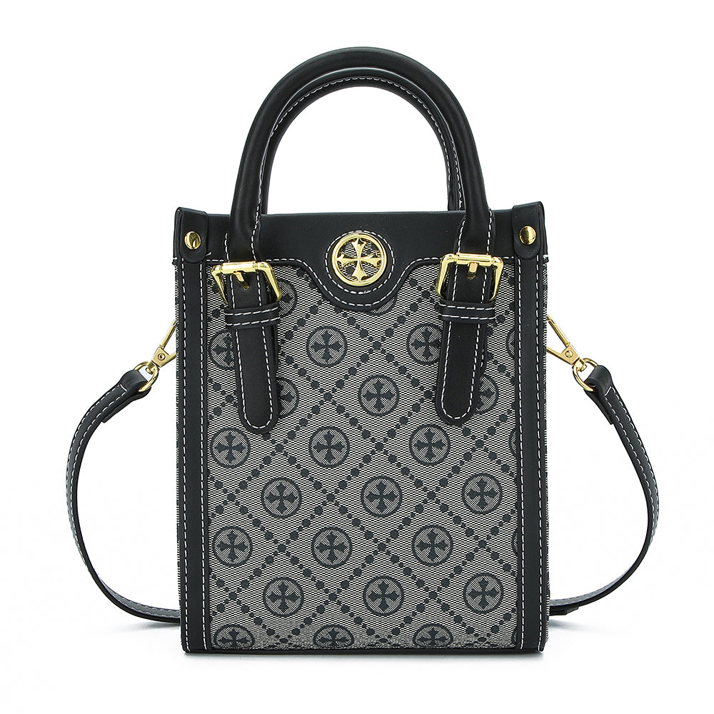 BAELLERRY Classic Plaid Pattern Women Mini Tote Bag PU Leather Shoulder Bag