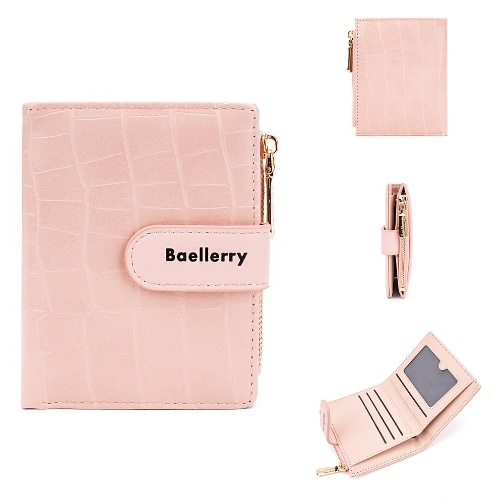 BAELLERRY N8327 Fashion Stone Texture PU Leather Women Bi-fold Short Wallet
