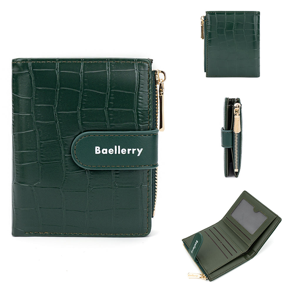 BAELLERRY N8327 Fashion Stone Texture PU Leather Women Bi-fold Short Wallet