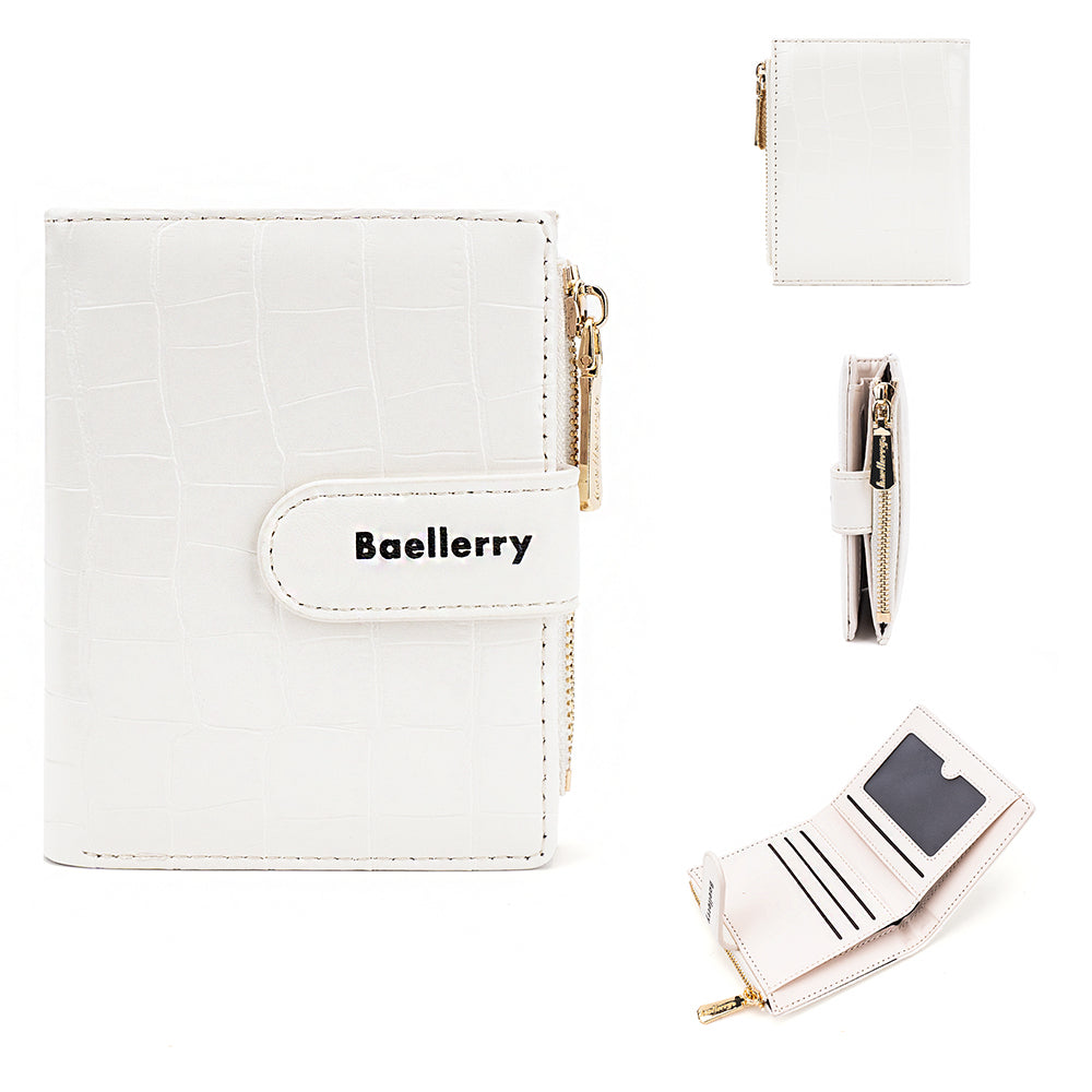 BAELLERRY N8327 Fashion Stone Texture PU Leather Women Bi-fold Short Wallet