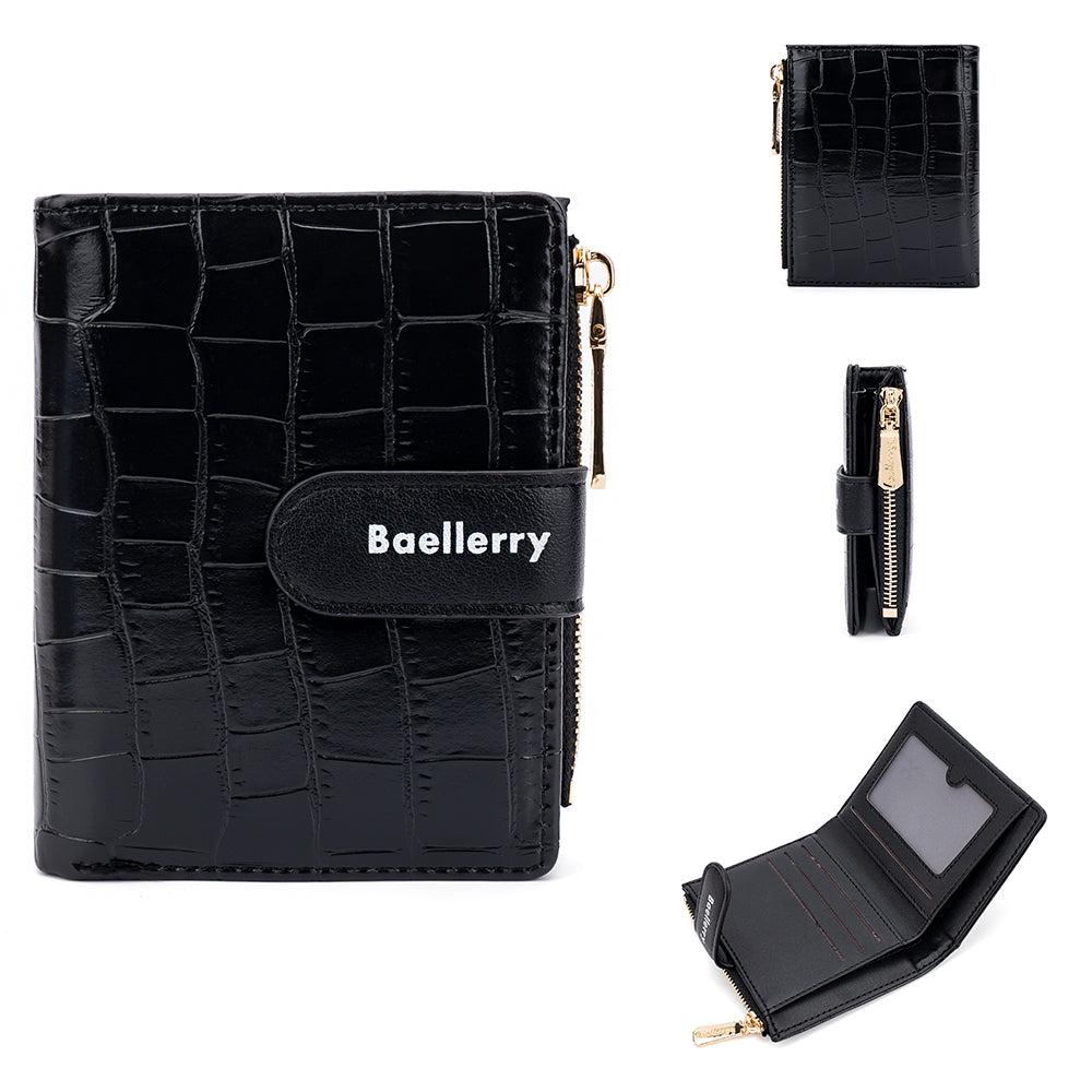 BAELLERRY N8327 Fashion Stone Texture PU Leather Women Bi-fold Short Wallet