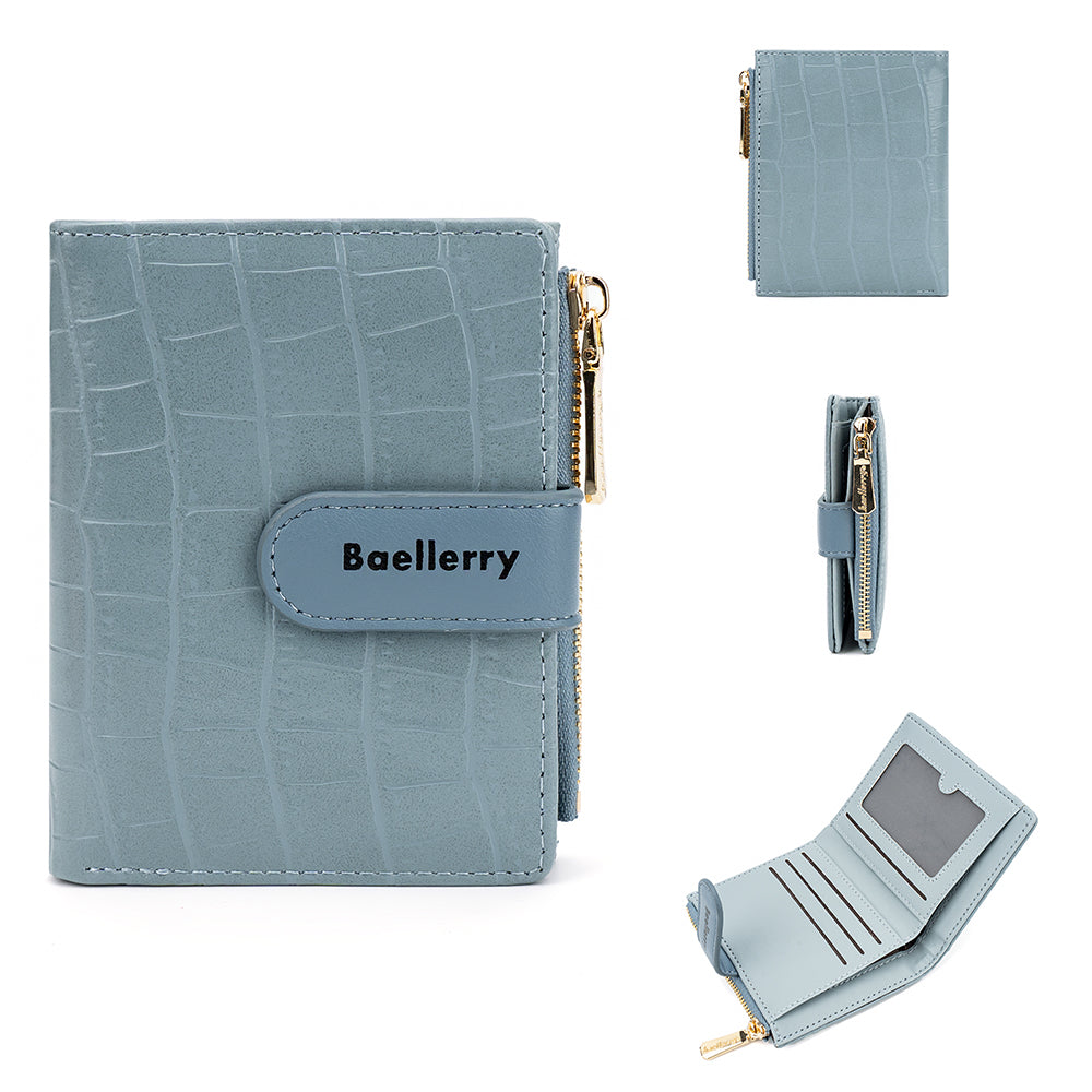 BAELLERRY N8327 Fashion Stone Texture PU Leather Women Bi-fold Short Wallet