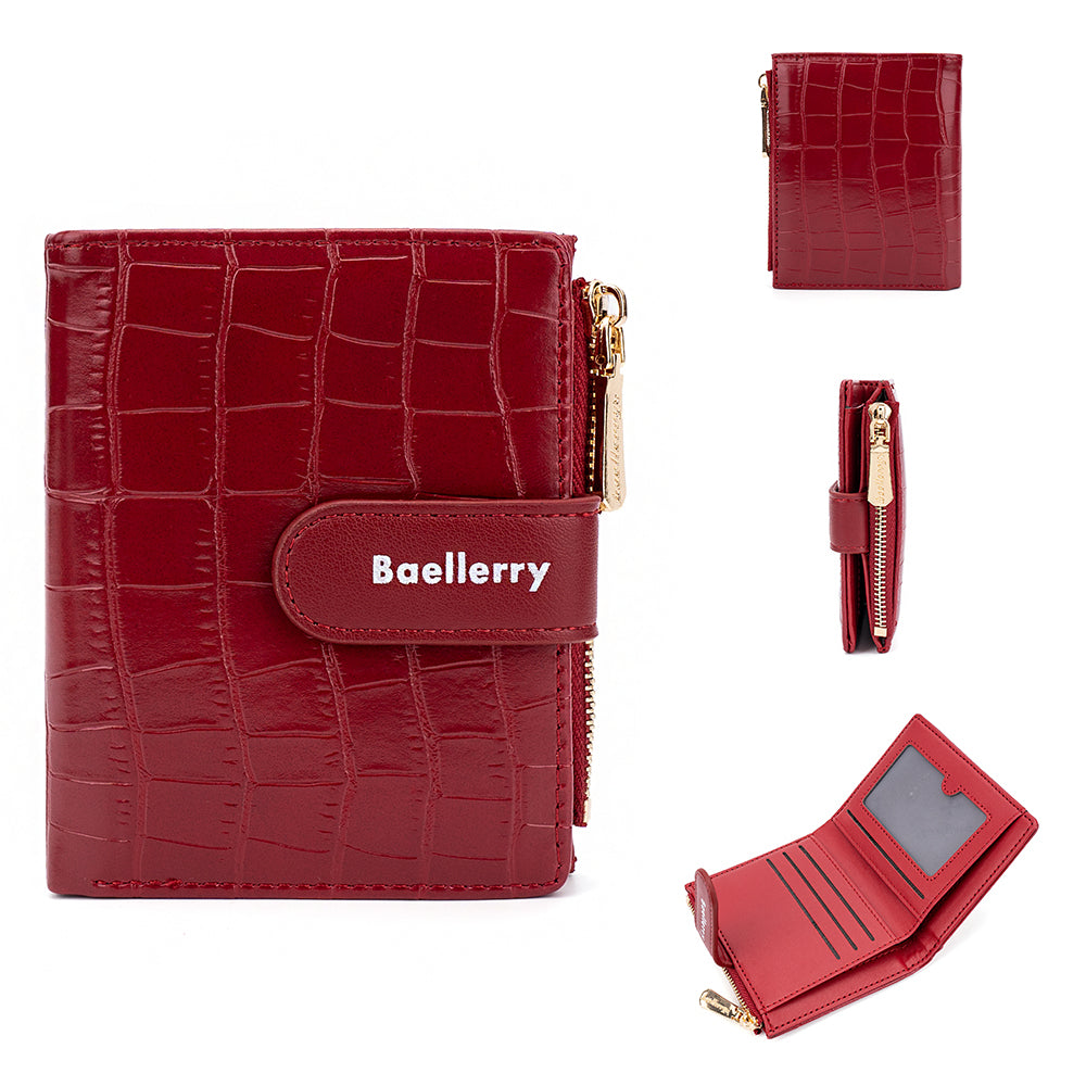 BAELLERRY N8327 Fashion Stone Texture PU Leather Women Bi-fold Short Wallet