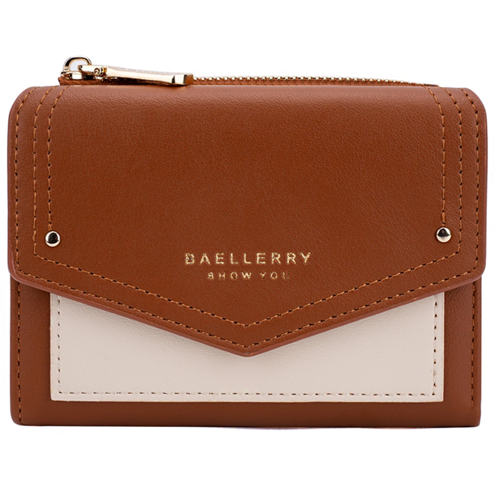 BAELLERRY N8326 Splicing Color Teen Girls Wallet PU Leather Card Storage Holder Pouch