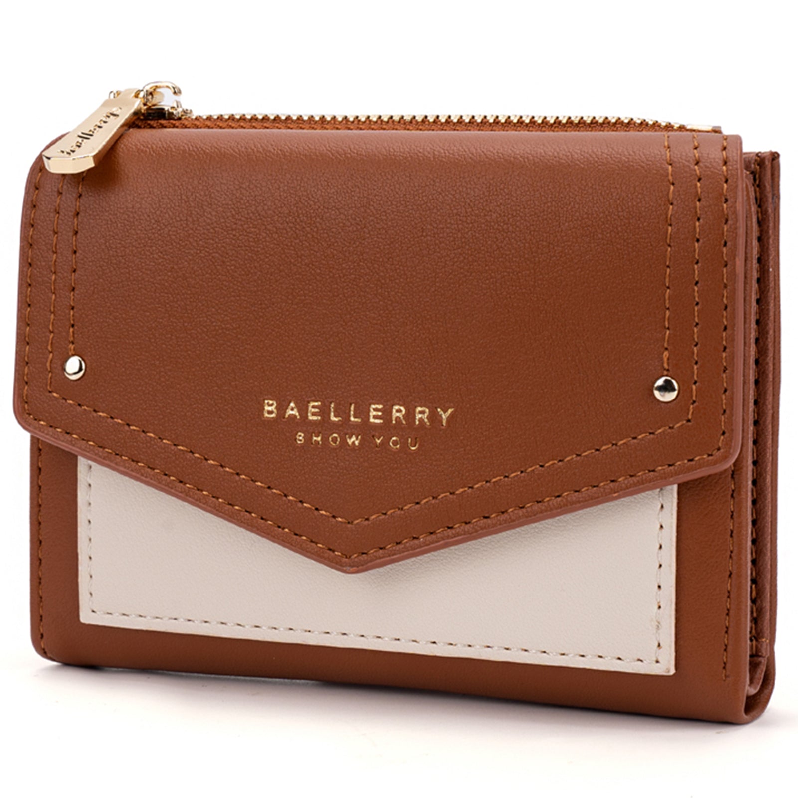 BAELLERRY N8326 Splicing Color Teen Girls Wallet PU Leather Card Storage Holder Pouch