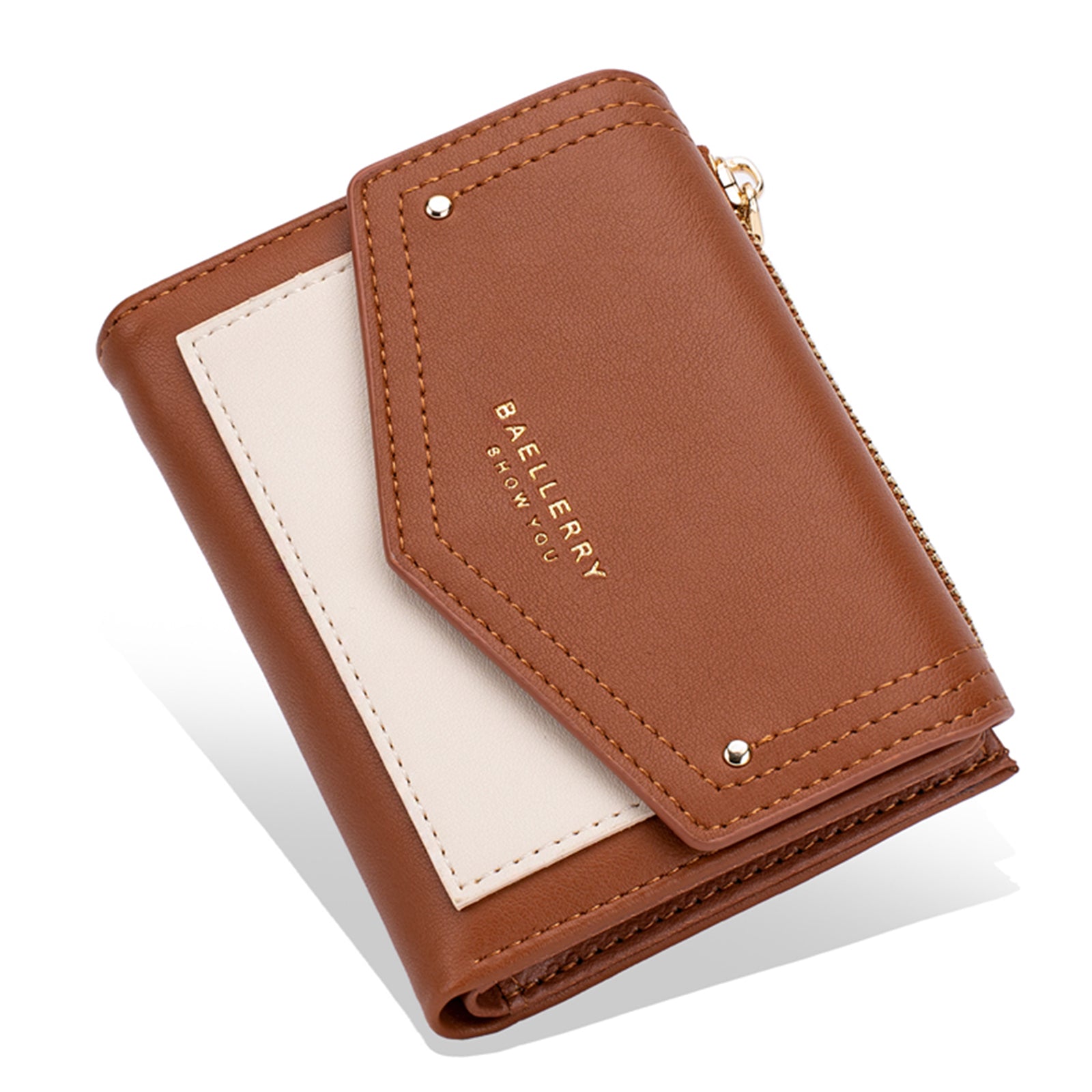 BAELLERRY N8326 Splicing Color Teen Girls Wallet PU Leather Card Storage Holder Pouch