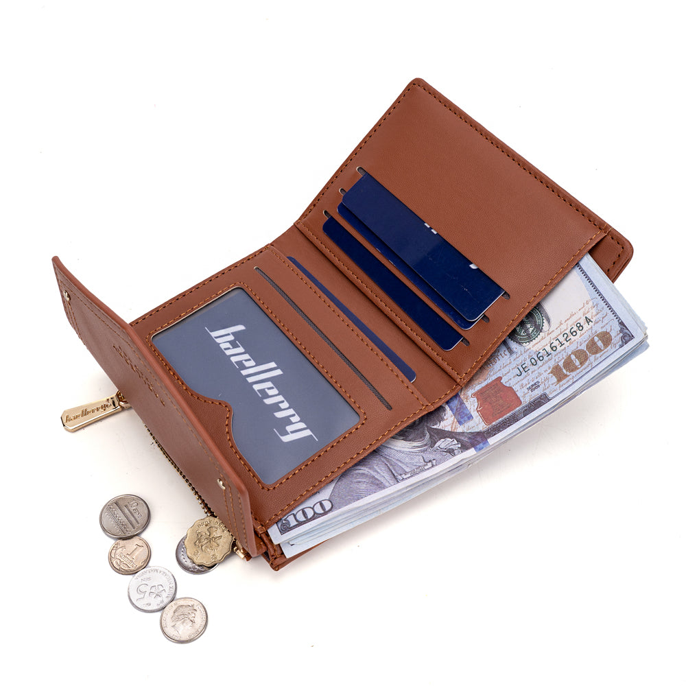 BAELLERRY N8326 Splicing Color Teen Girls Wallet PU Leather Card Storage Holder Pouch