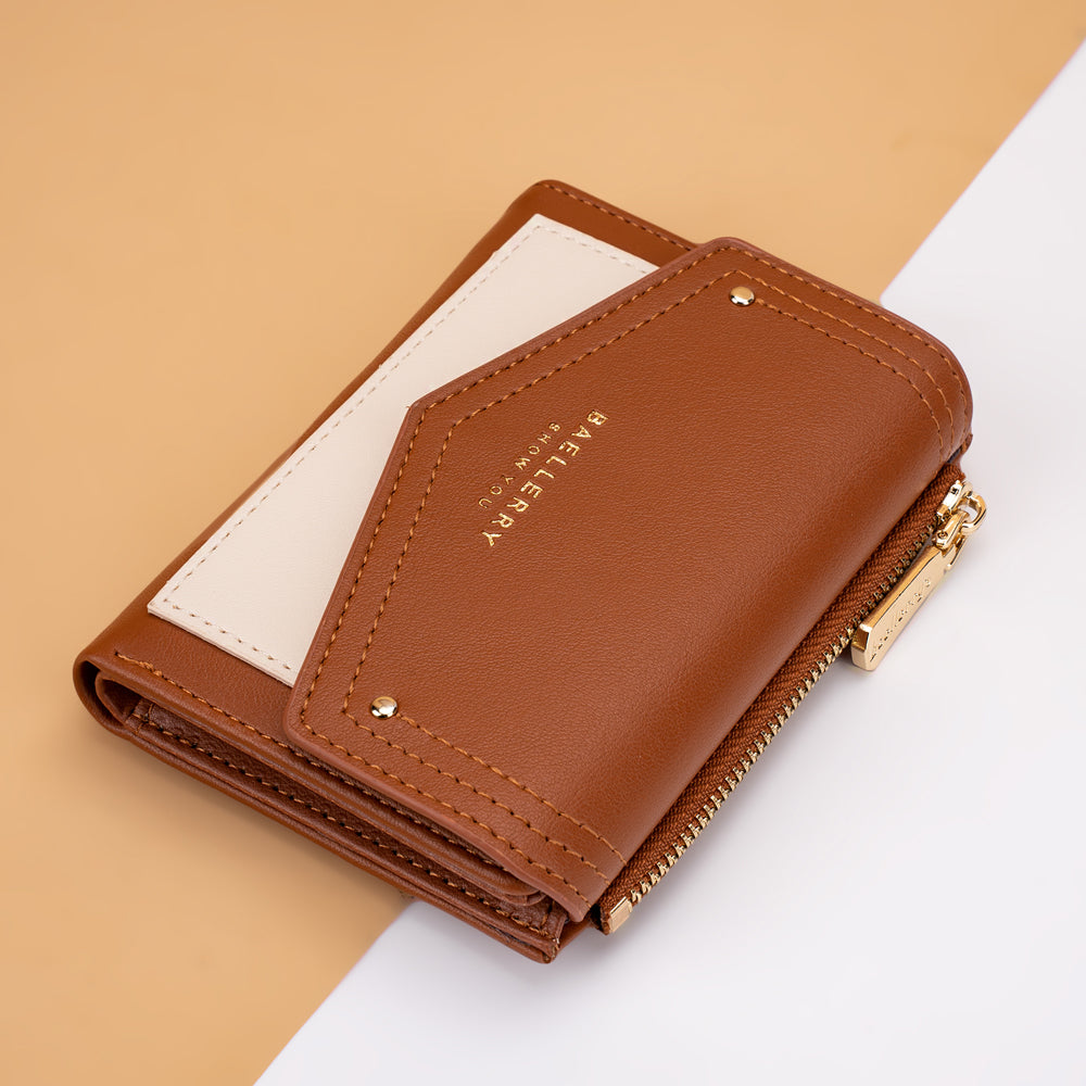 BAELLERRY N8326 Splicing Color Teen Girls Wallet PU Leather Card Storage Holder Pouch