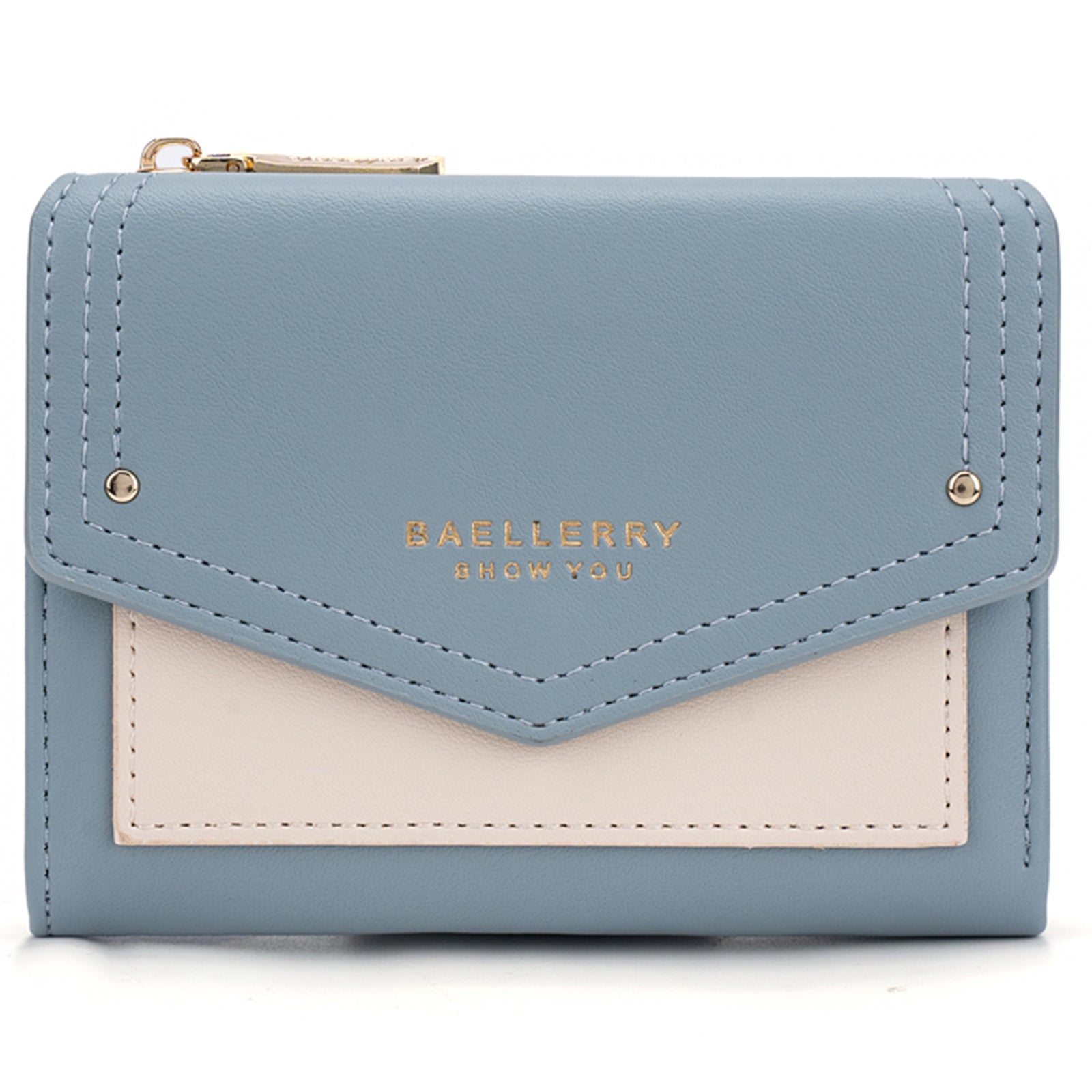 BAELLERRY N8326 Splicing Color Teen Girls Wallet PU Leather Card Storage Holder Pouch
