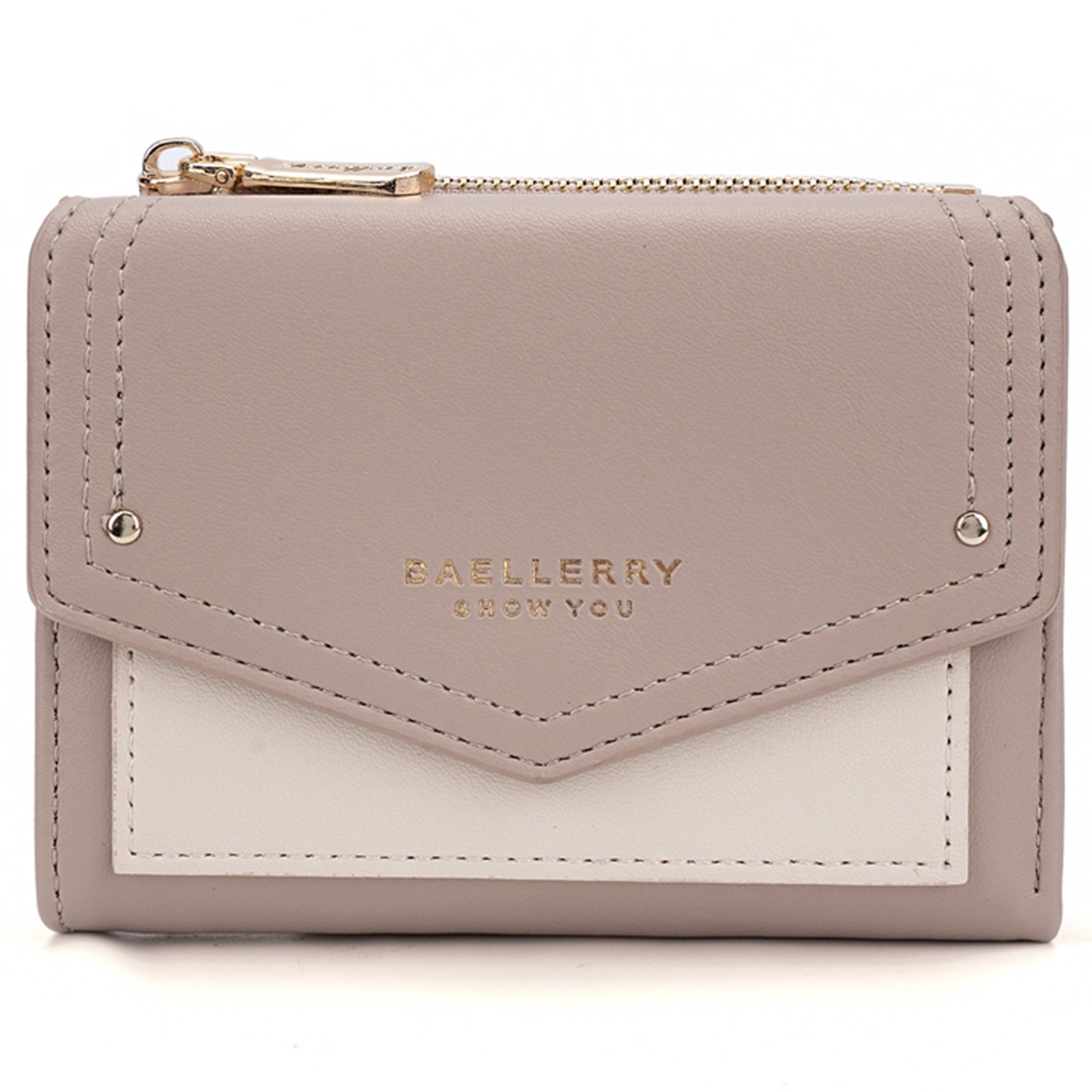 BAELLERRY N8326 Splicing Color Teen Girls Wallet PU Leather Card Storage Holder Pouch