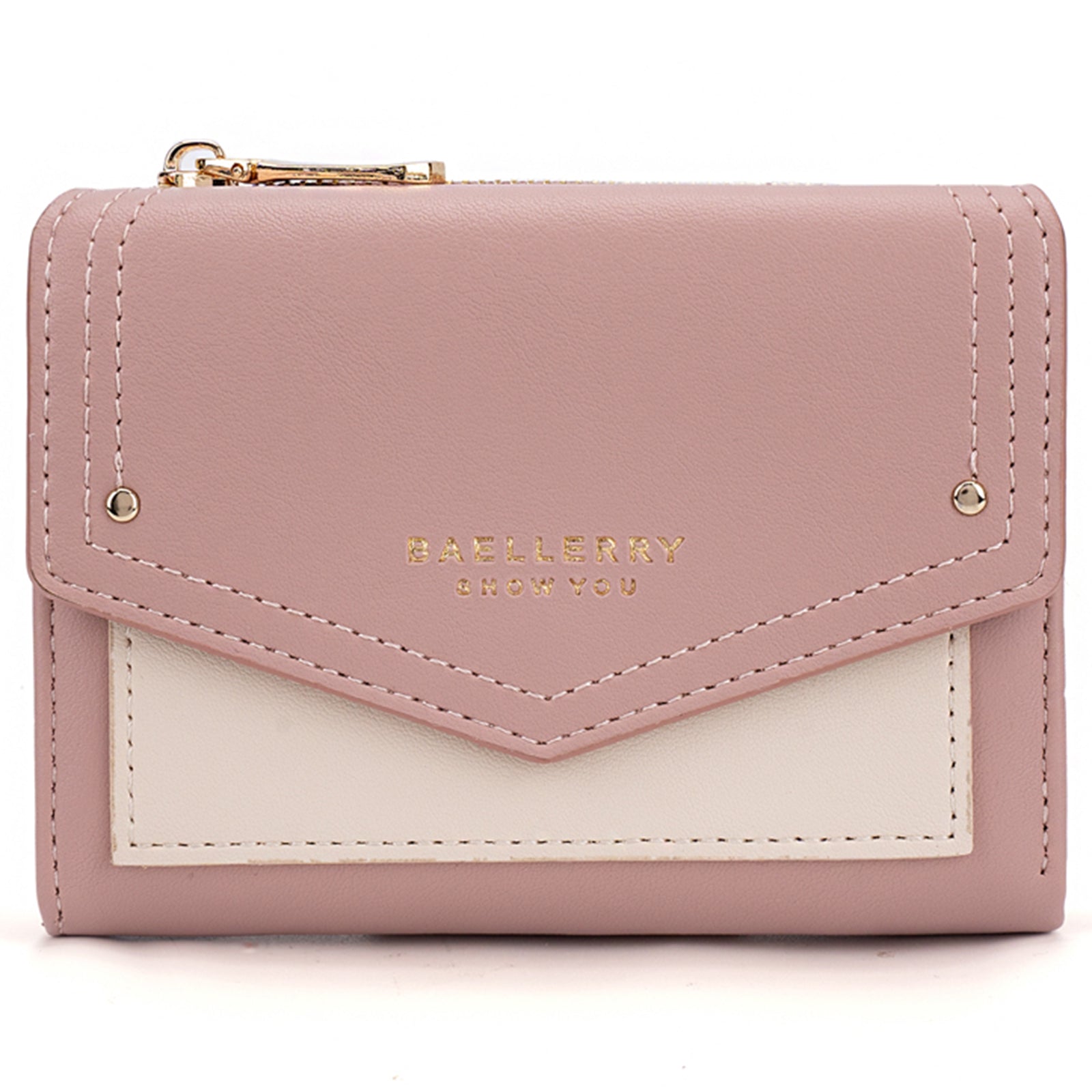 BAELLERRY N8326 Splicing Color Teen Girls Wallet PU Leather Card Storage Holder Pouch