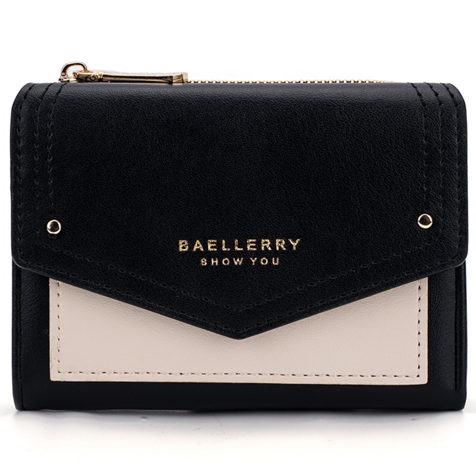 BAELLERRY N8326 Splicing Color Teen Girls Wallet PU Leather Card Storage Holder Pouch