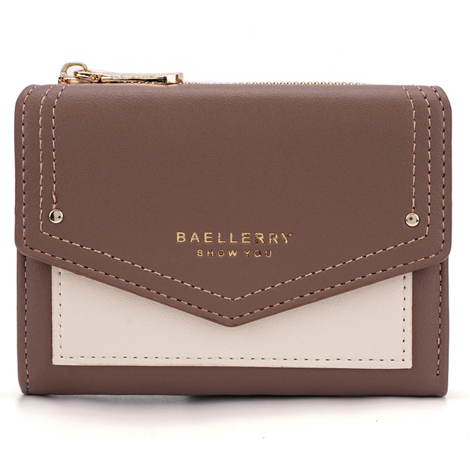 BAELLERRY N8326 Splicing Color Teen Girls Wallet PU Leather Card Storage Holder Pouch