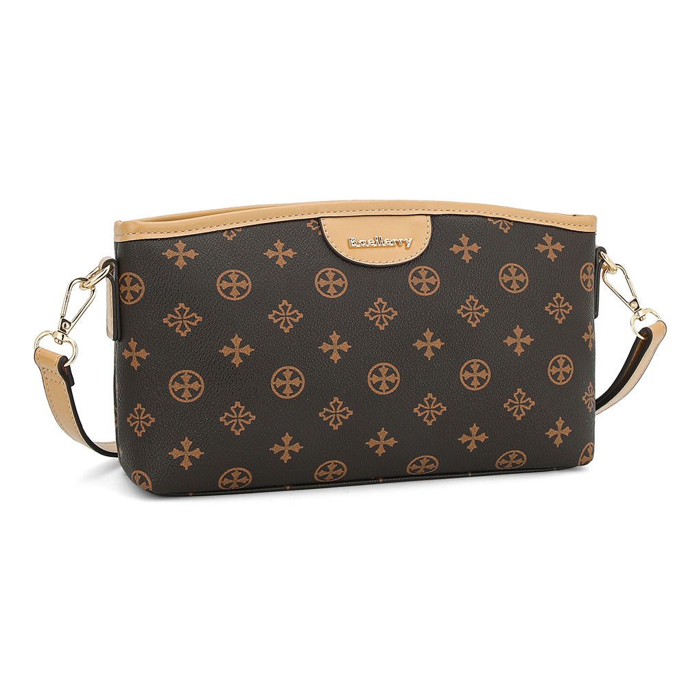 BAELLERRY N8912 Crossbody Bag Plaid Pattern PU Leather Women Zipper Shoulder Bag