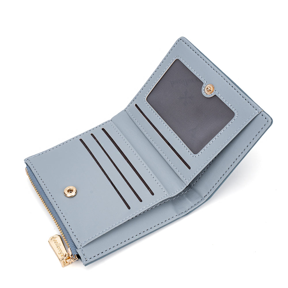 BAELLERRY N8325 Women Stone Texture PU Leather Zipper Pocket Short Wallet