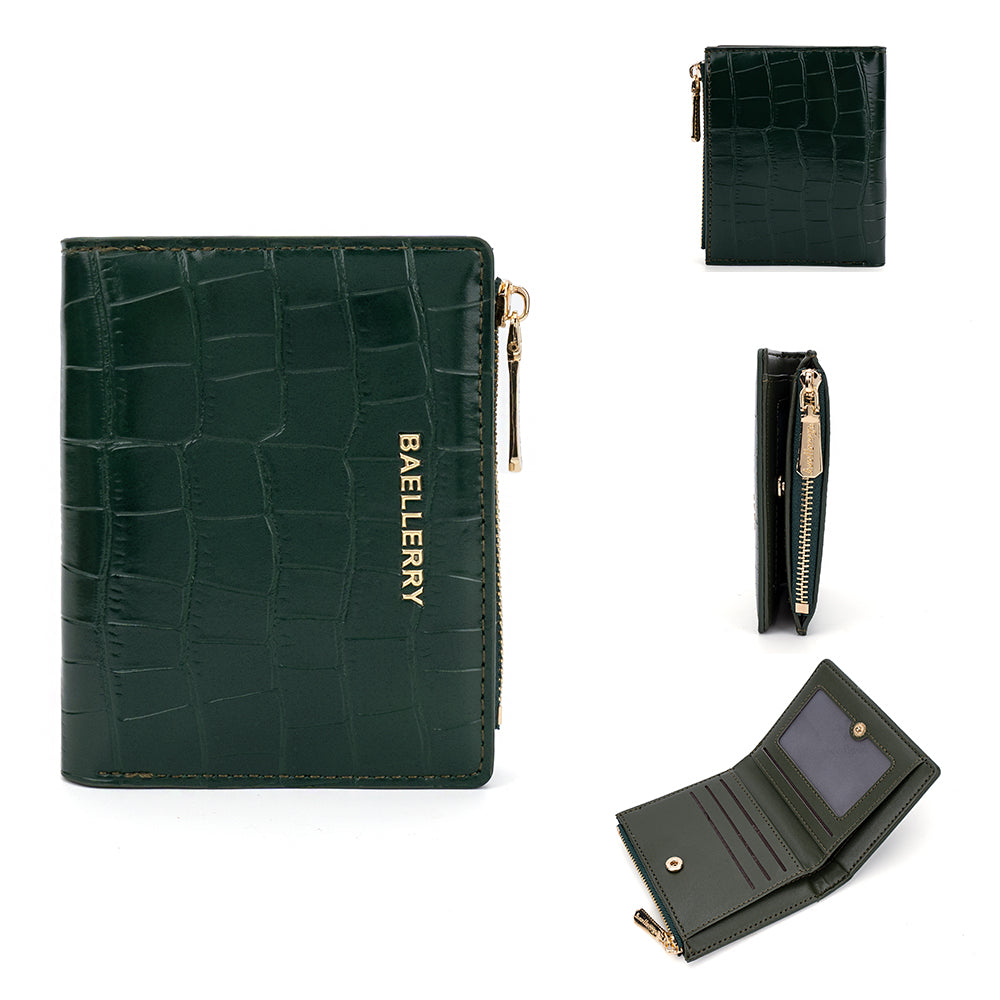 BAELLERRY N8325 Women Stone Texture PU Leather Zipper Pocket Short Wallet