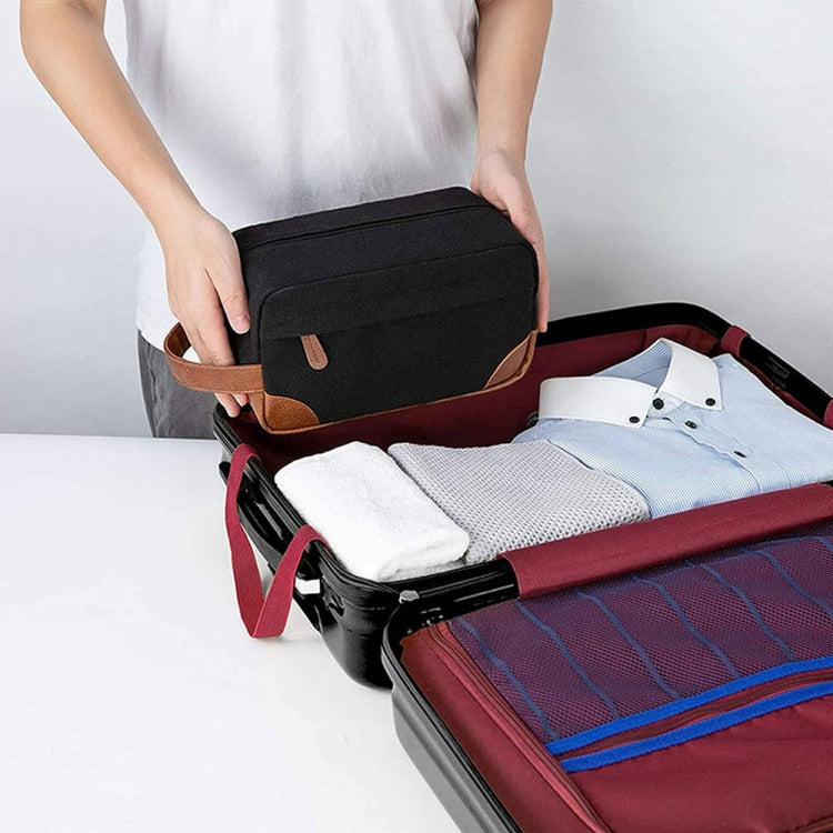 Waterproof PU Leather+Oxford Cloth Men Travel Toiletries Storage Bag