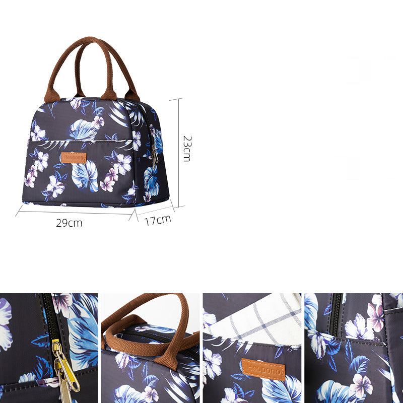 HEOPONO Stylish Insulated Lunch Tote Bag Oxford Cloth Bento Box Cooler Bag