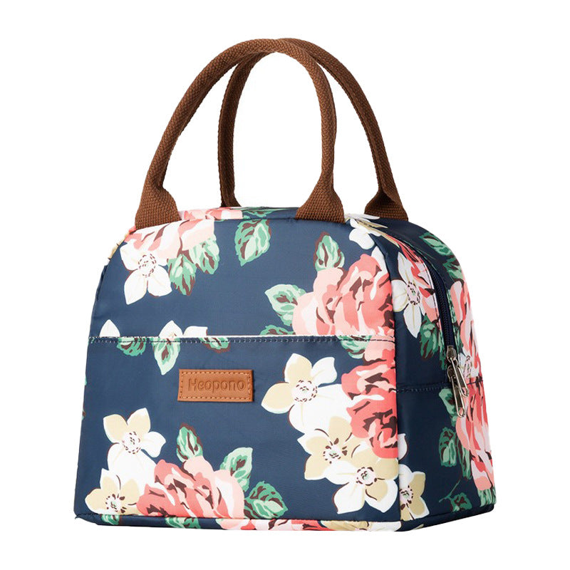 HEOPONO Stylish Insulated Lunch Tote Bag Oxford Cloth Bento Box Cooler Bag