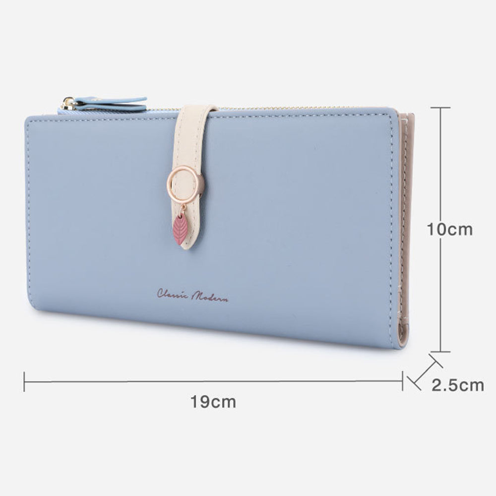 TAILIAN T3676-242 Ladies Purse PU Leather Bi-fold Long Wallet with Card Slots Zipper Pocket
