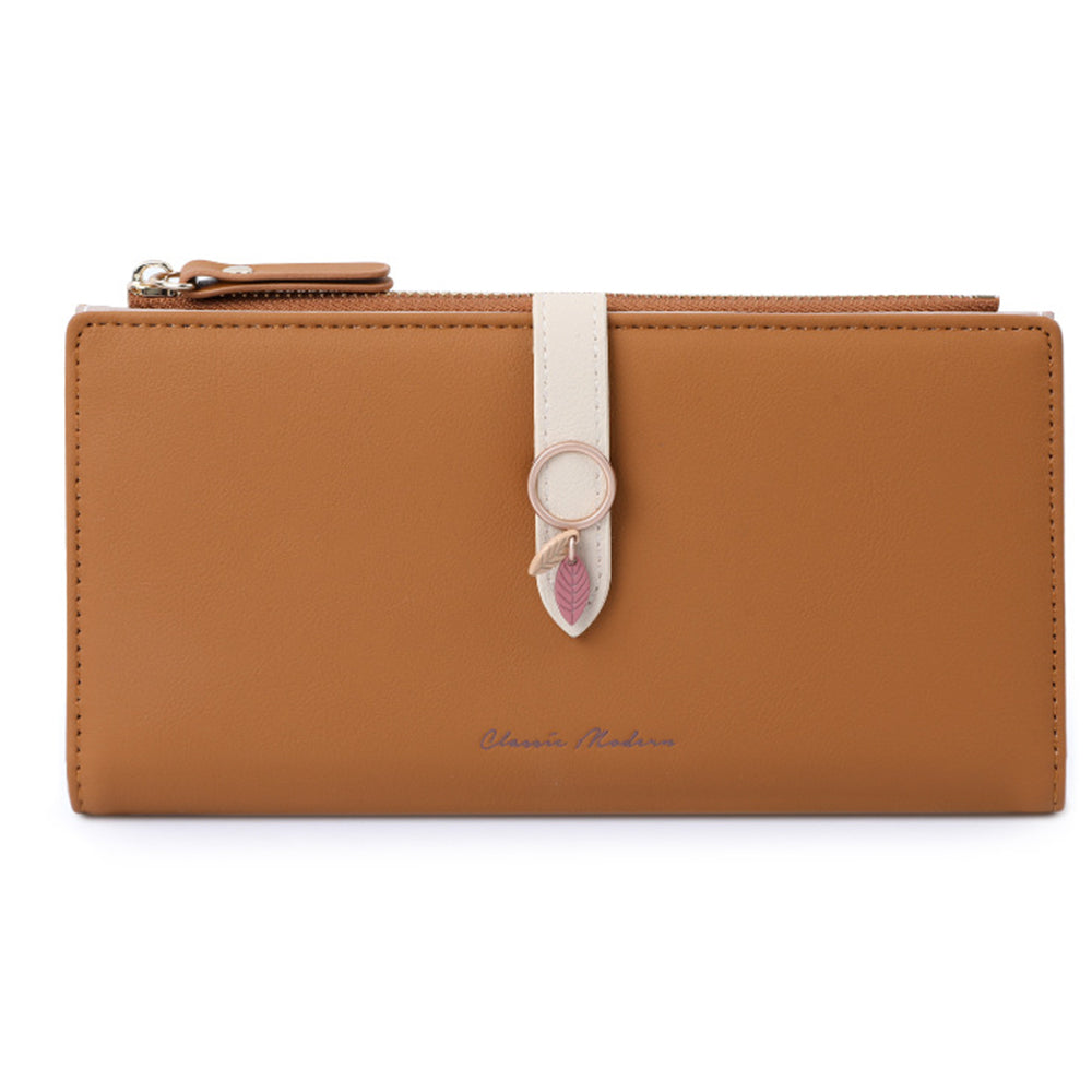 TAILIAN T3676-242 Ladies Purse PU Leather Bi-fold Long Wallet with Card Slots Zipper Pocket