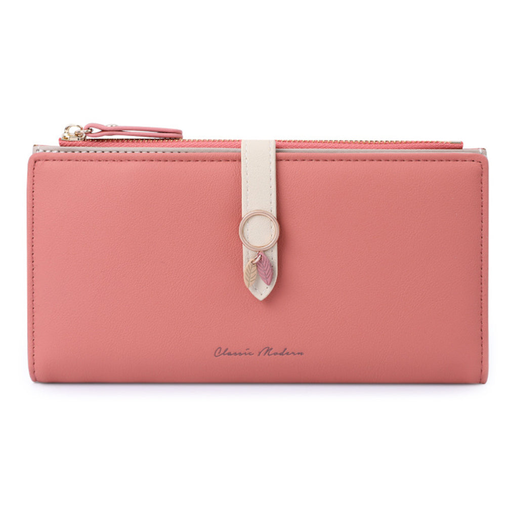 TAILIAN T3676-242 Ladies Purse PU Leather Bi-fold Long Wallet with Card Slots Zipper Pocket