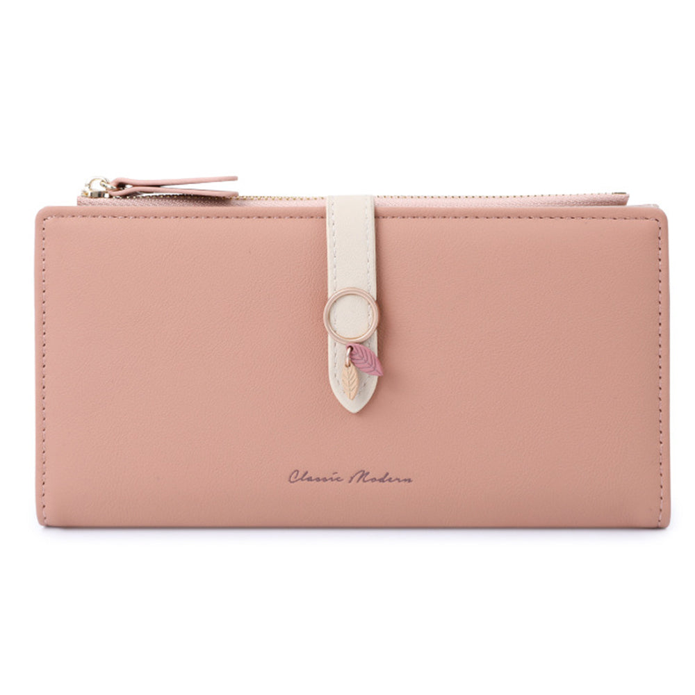 TAILIAN T3676-242 Ladies Purse PU Leather Bi-fold Long Wallet with Card Slots Zipper Pocket