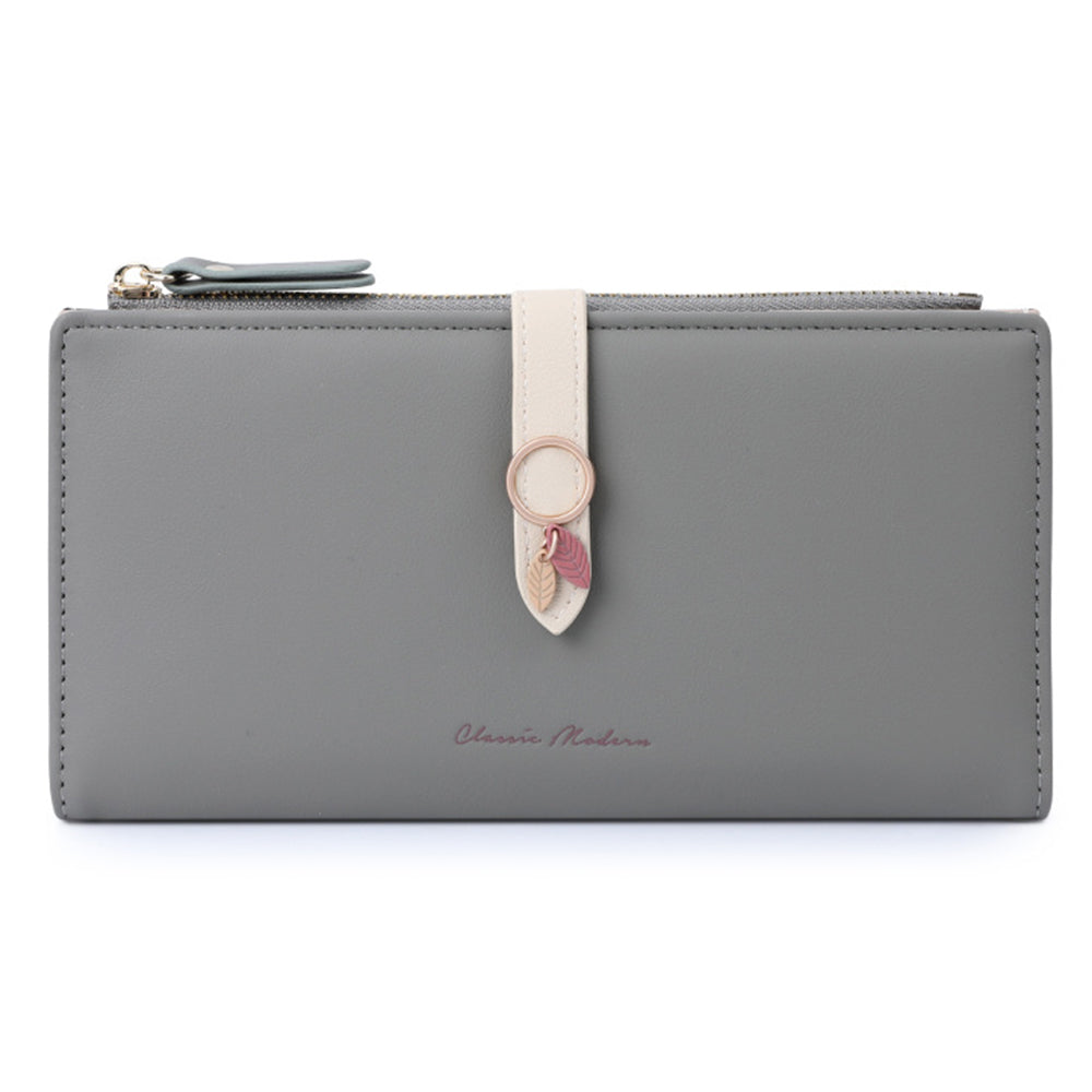 TAILIAN T3676-242 Ladies Purse PU Leather Bi-fold Long Wallet with Card Slots Zipper Pocket