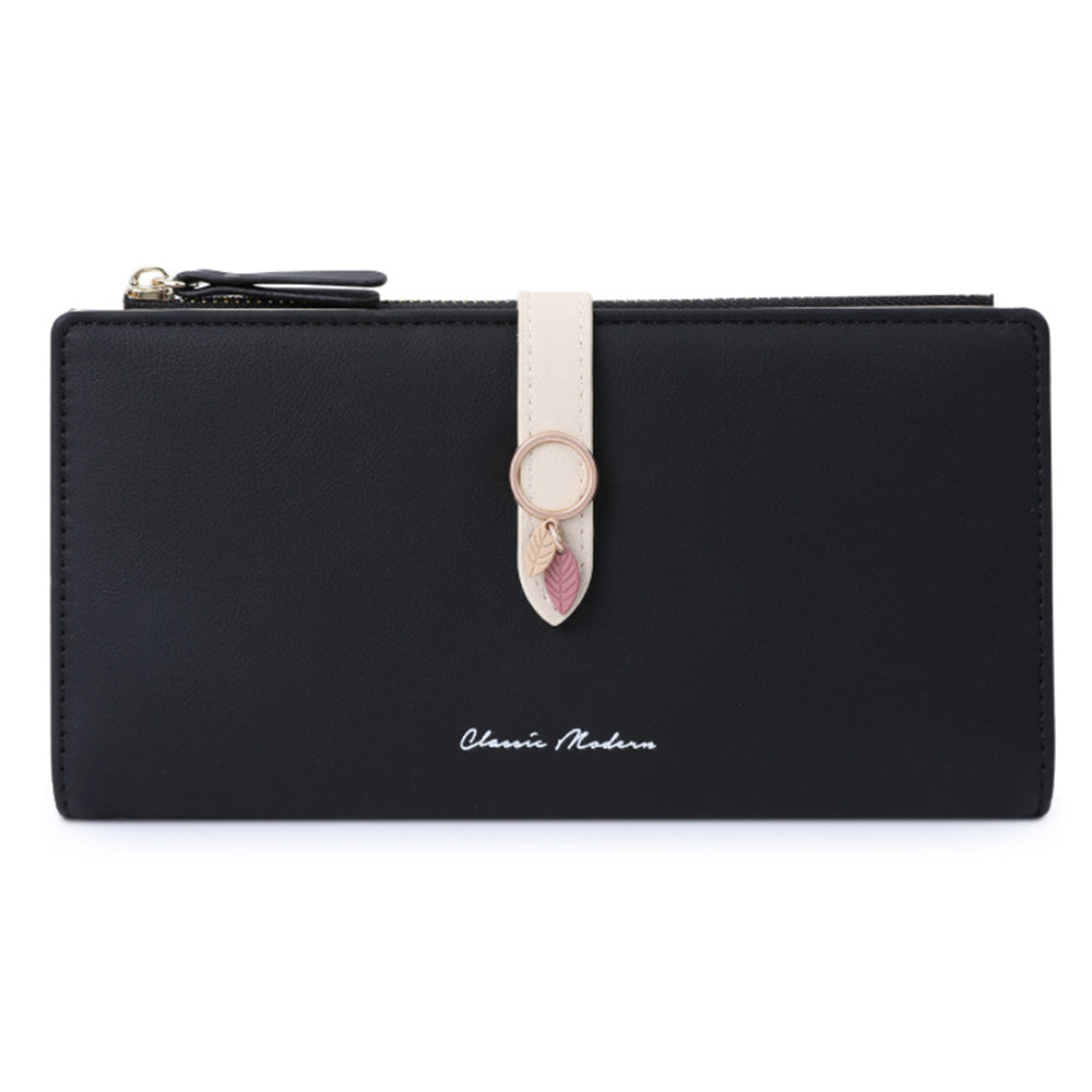 TAILIAN T3676-242 Ladies Purse PU Leather Bi-fold Long Wallet with Card Slots Zipper Pocket