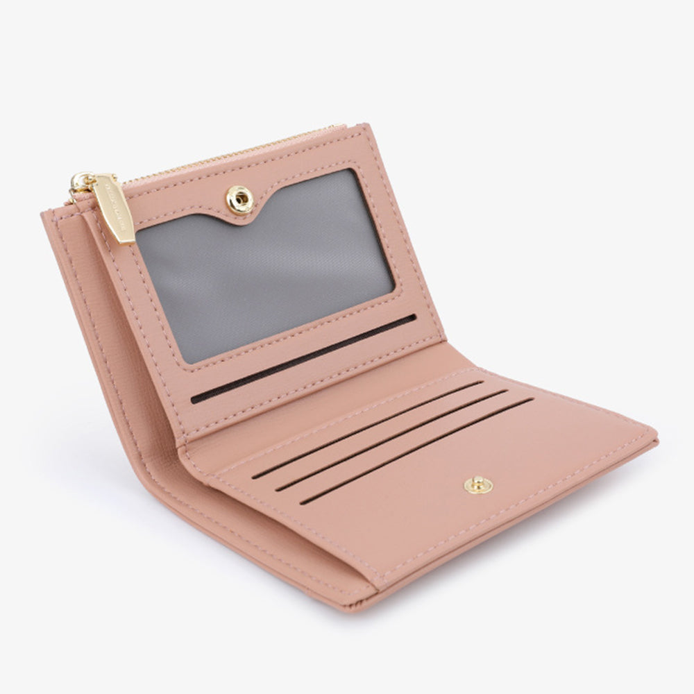 TAILIAN T2602-340 Women PU Leather Bi-fold Short Wallet Zipper Coin Purse