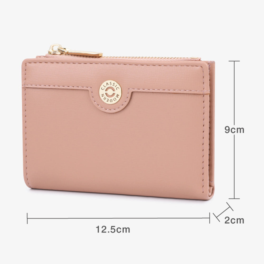 TAILIAN T2602-340 Women PU Leather Bi-fold Short Wallet Zipper Coin Purse