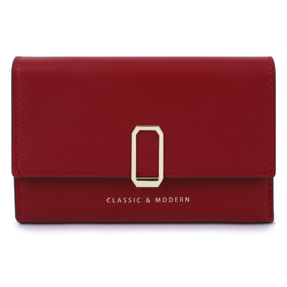 TAILIAN T6223-005 Stylish PU Leather Women Wallet Card Cash Holder Folding Purse - Red