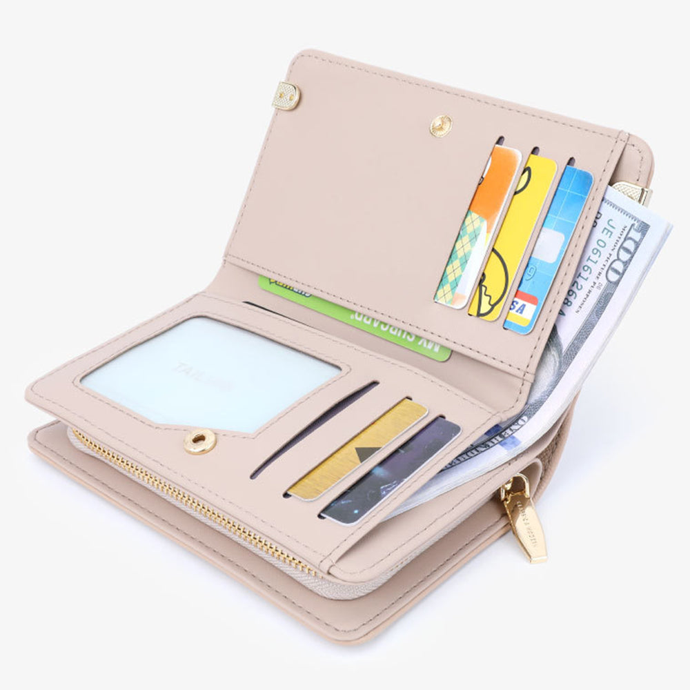 TAILIAN T2711-006 Pearl Decor Stylish Women Wallet PU Leather Zipper Pocket Purse