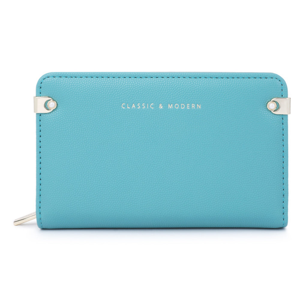 TAILIAN T2711-006 Pearl Decor Stylish Women Wallet PU Leather Zipper Pocket Purse
