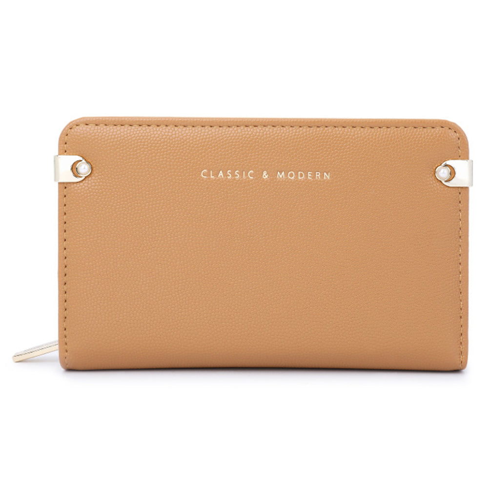TAILIAN T2711-006 Pearl Decor Stylish Women Wallet PU Leather Zipper Pocket Purse