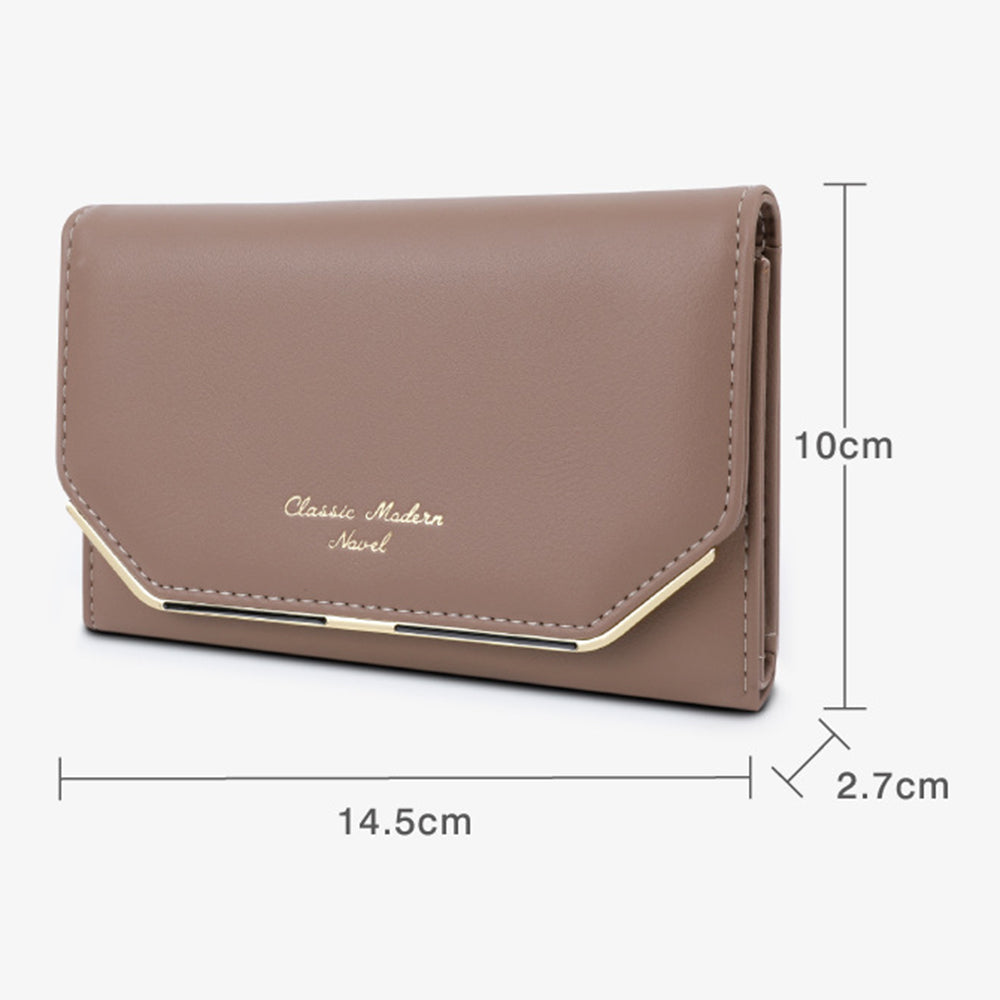 TAILIAN T6223-009 Vintage Wallet PU Leather Trifold Purse Zipper Coins Pouches