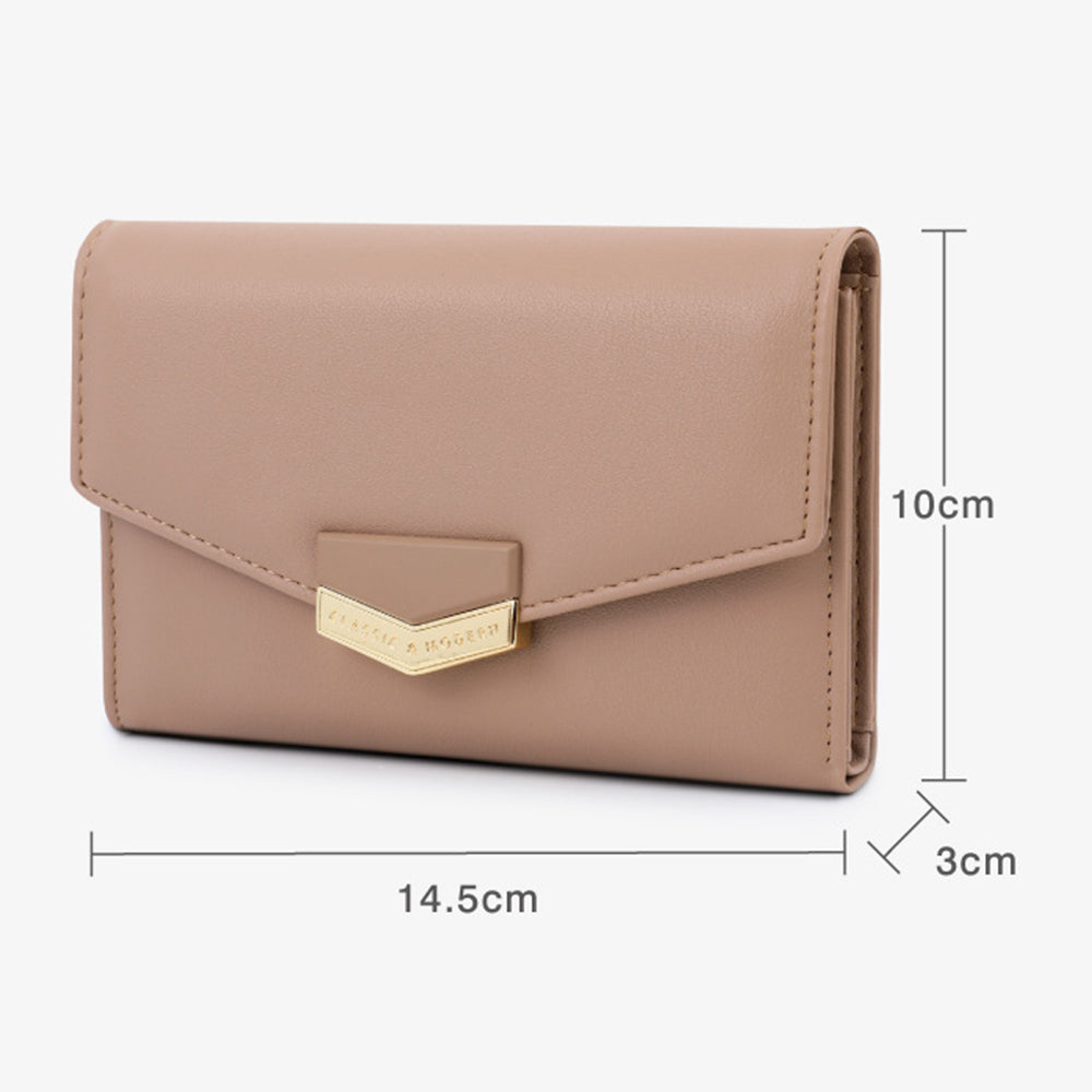 TAILIAN T6223-034 Short Wallet Soft Leather Trifold Purse with Zipper Coin Pocket - Red