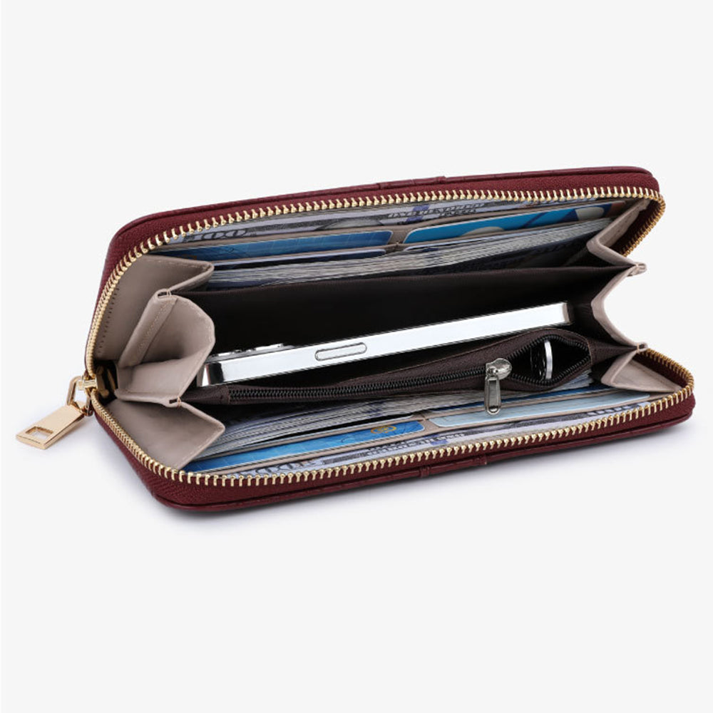 TAILIAN T9612-114 Leather Wallets Long Zipper Card Organiser Crocodile Texture Purse