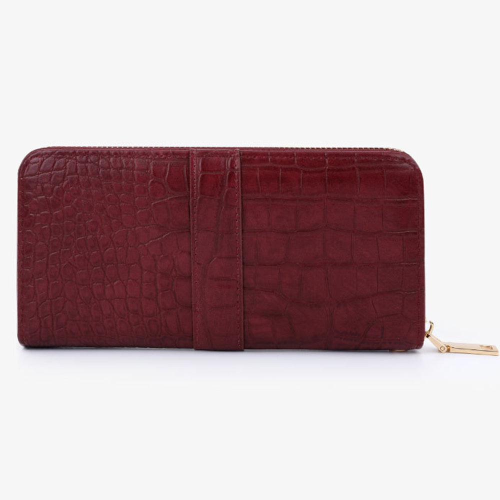 TAILIAN T9612-114 Leather Wallets Long Zipper Card Organiser Crocodile Texture Purse